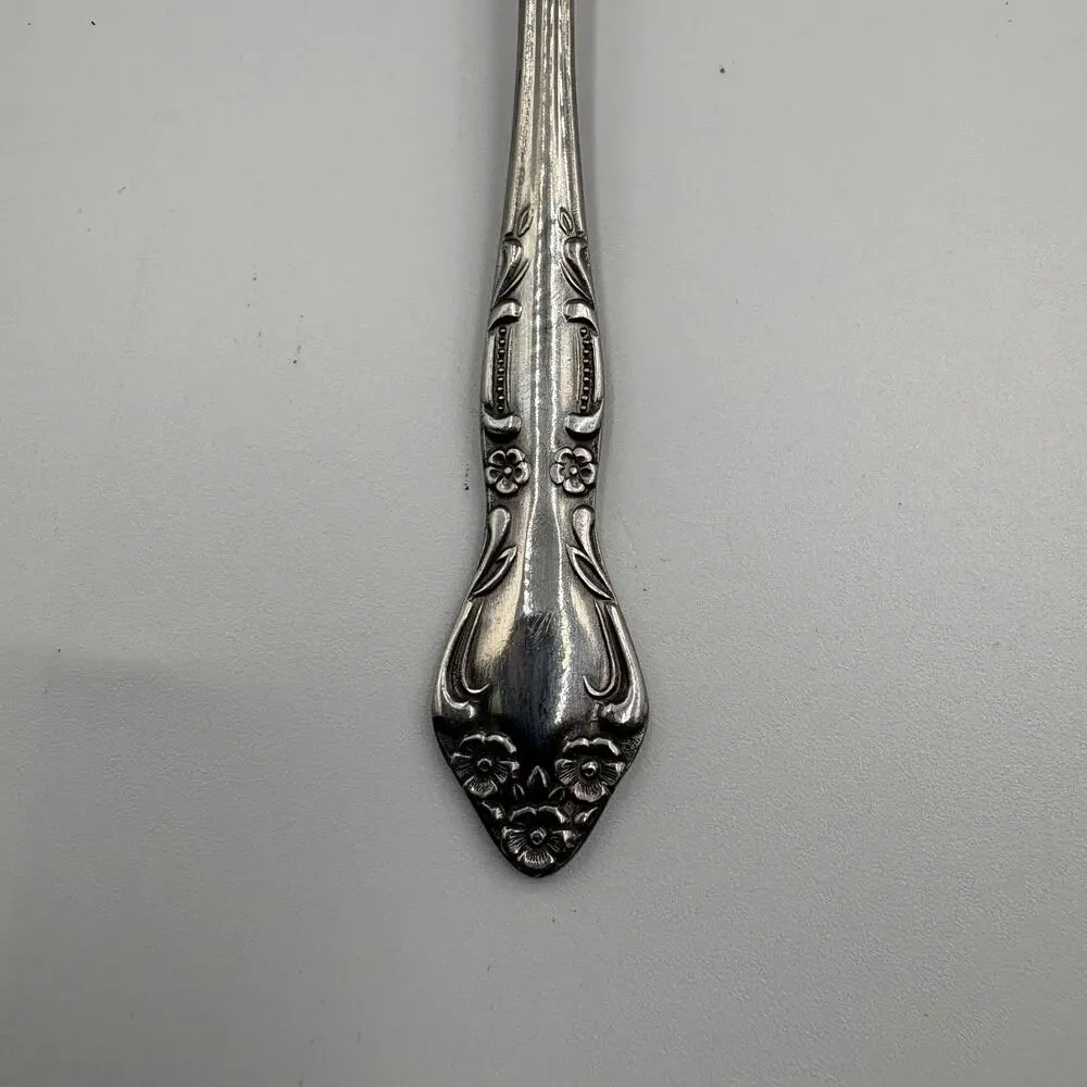Vintage Supreme Stainless Japan Flat End Spoon Floral Pattern 5.75